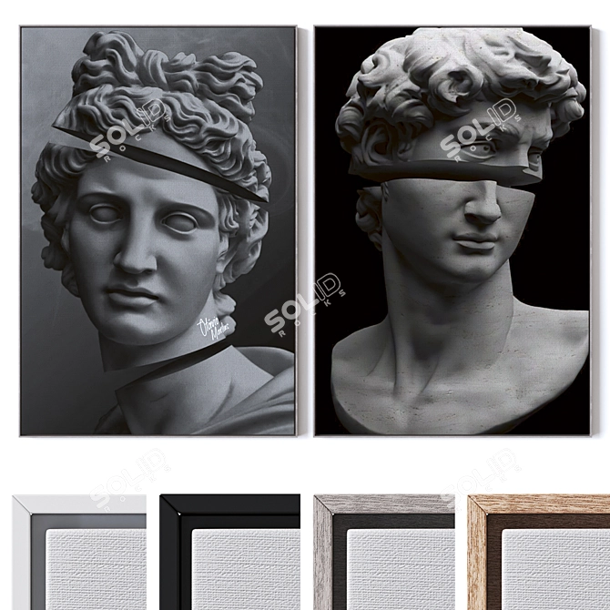 Modern Wall Art Frames Set 3D model image 1