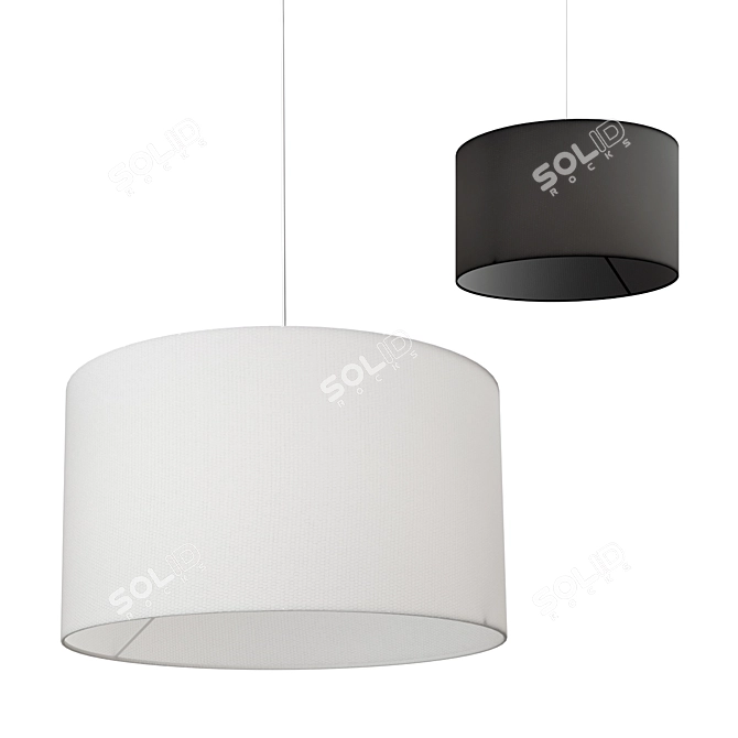 Luxe Drum-Shaped Fabric Lampshade 3D model image 2