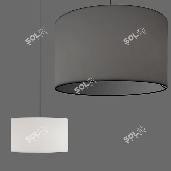 Luxe Drum-Shaped Fabric Lampshade 3D model image 4