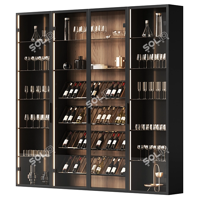 Elegant Wine Cabinet Set 3D model image 1