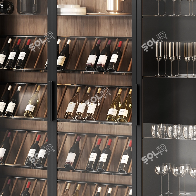 Elegant Wine Cabinet Set 3D model image 2