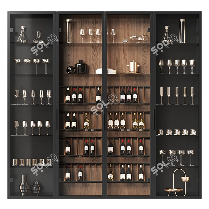 Elegant Wine Cabinet Set 3D model image 4