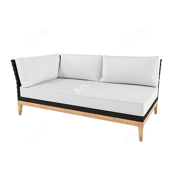 Modern Teak Loveseat Sofa 3D model image 2