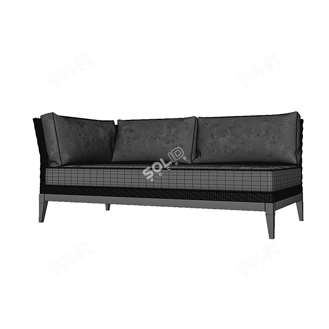 Modern Teak Loveseat Sofa 3D model image 3