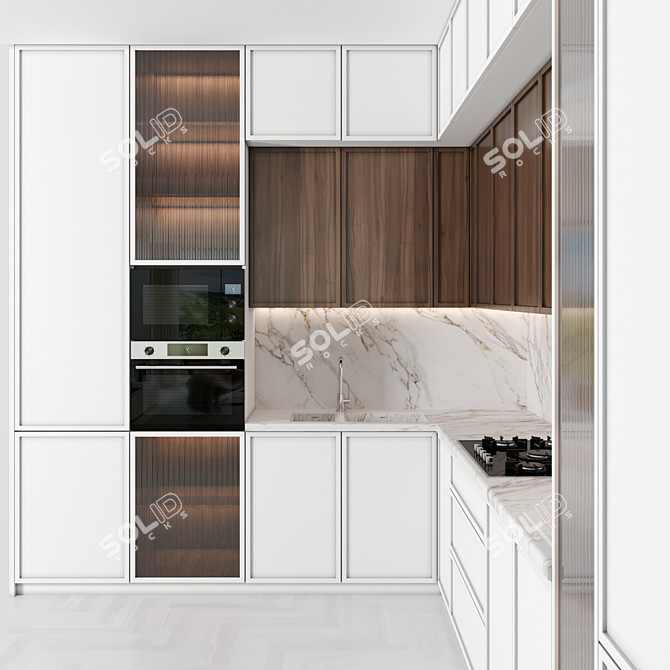 Modular High-Quality Kitchen Set 3D model image 3