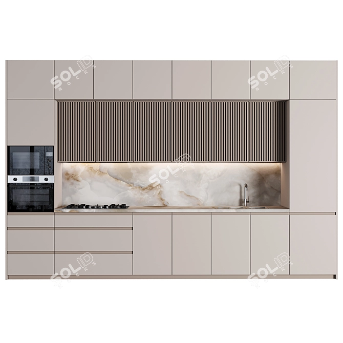 Modern Editable Kitchen Module 3D model image 1