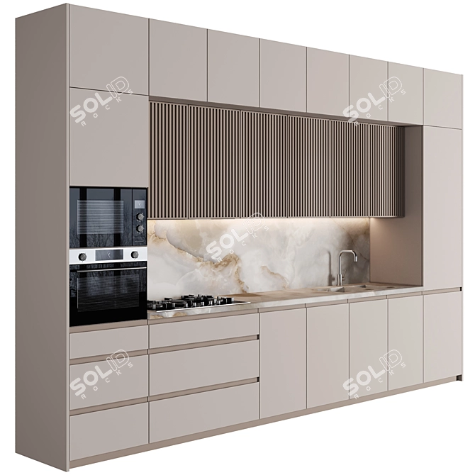 Modern Editable Kitchen Module 3D model image 2