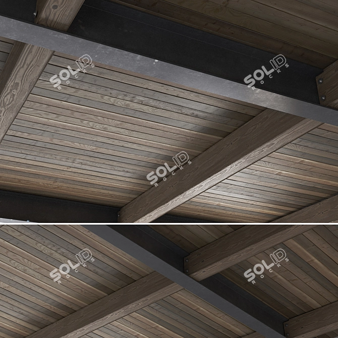 Premium Wood Ceiling Beams 3D model image 1