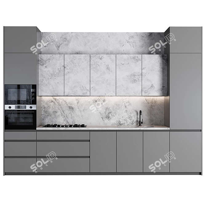 Modern Modular Kitchen Design 3D model image 1