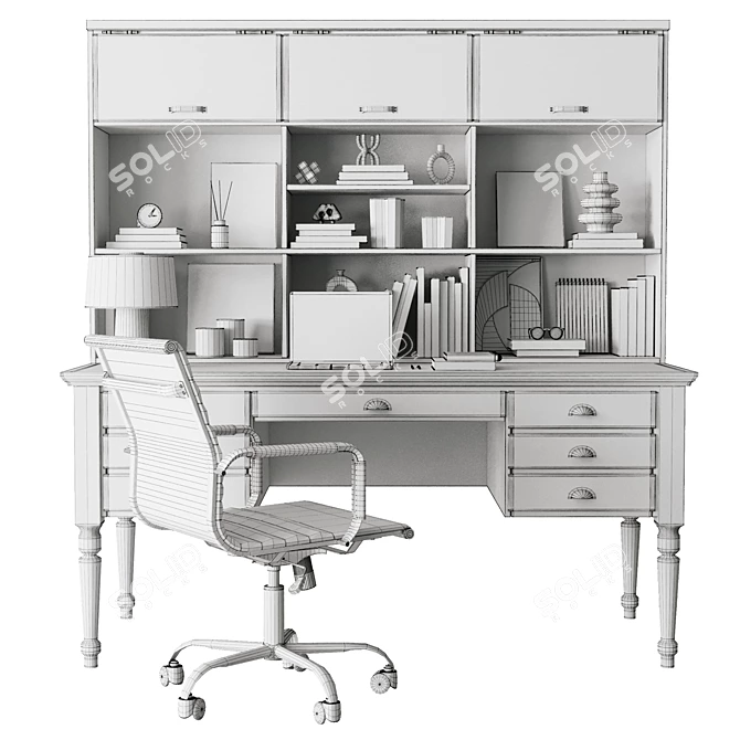 Executive Boss Desk Classic 41 3D model image 7