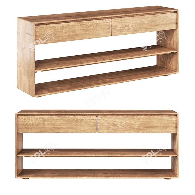 Rustic 3D Solid Wood Console 3D model image 1