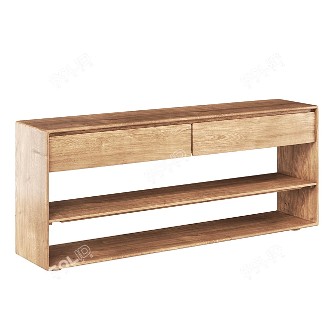 Rustic 3D Solid Wood Console 3D model image 6