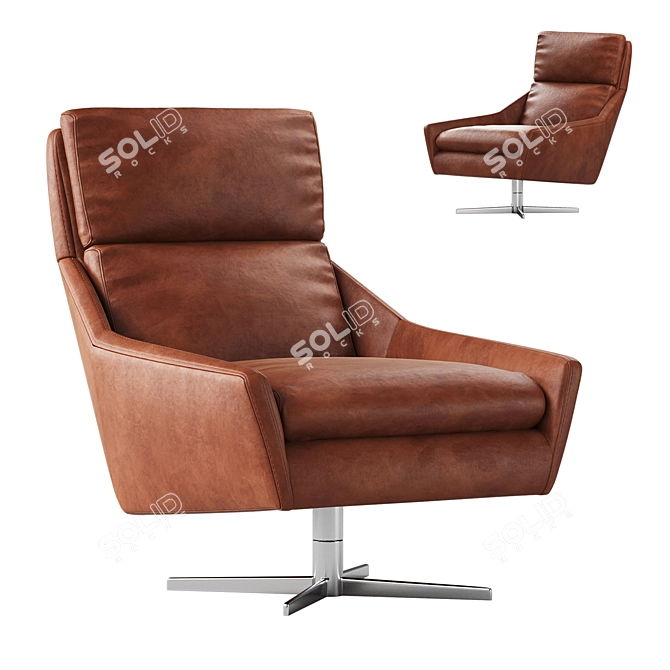 Sleek Leather Swivel Chair 3D model image 1