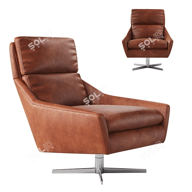 Sleek Leather Swivel Chair 3D model image 2