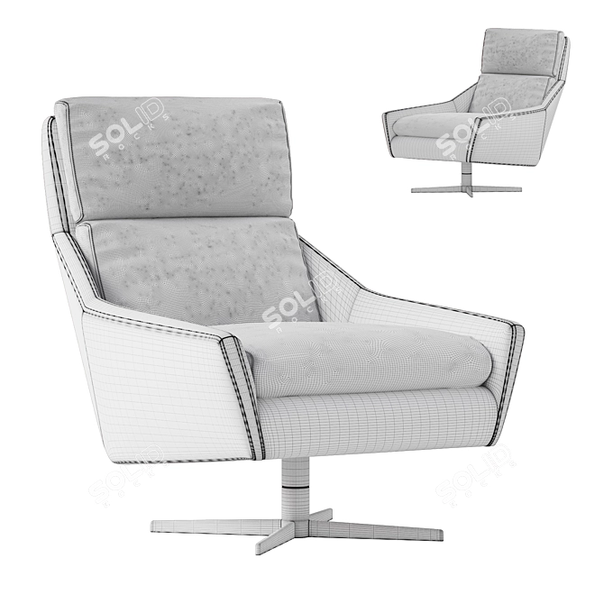 Sleek Leather Swivel Chair 3D model image 3