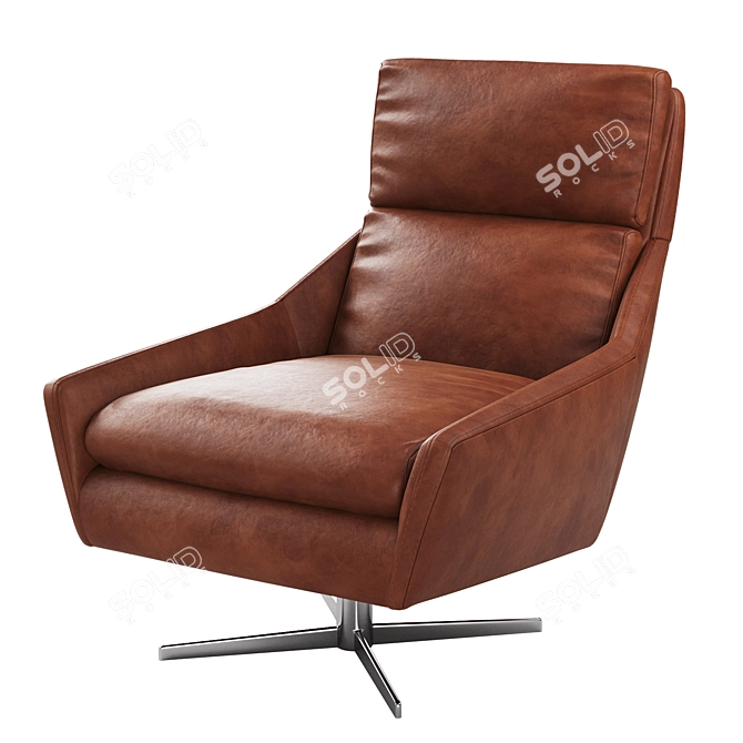 Sleek Leather Swivel Chair 3D model image 4