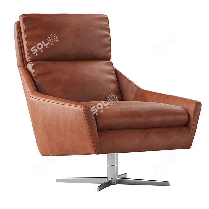 Sleek Leather Swivel Chair 3D model image 5