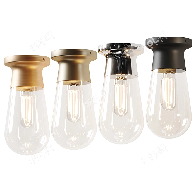 Elegant Teardrop Pendant Light 3D model image 4