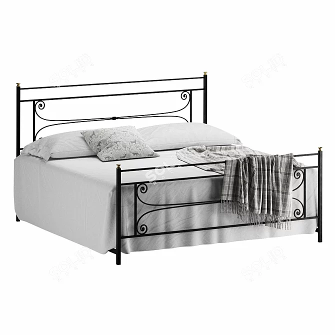 Evelyn Handcrafted Wrought Iron Bed 3D model image 2