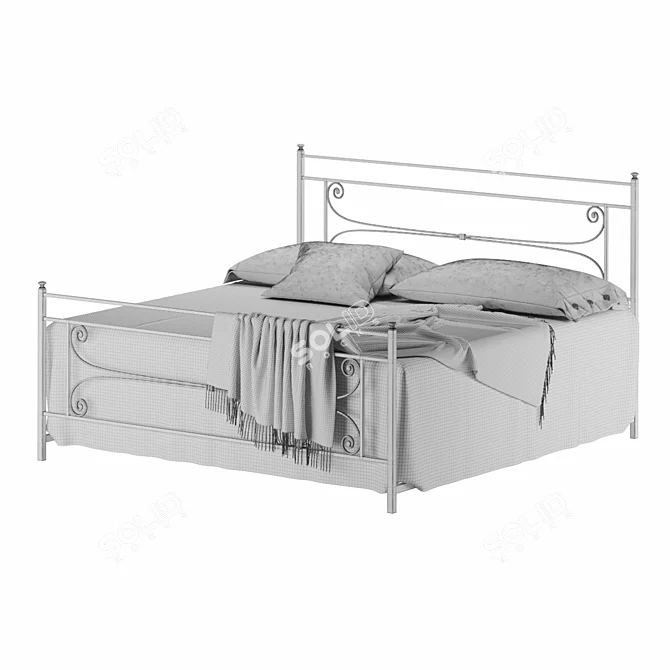 Evelyn Handcrafted Wrought Iron Bed 3D model image 4