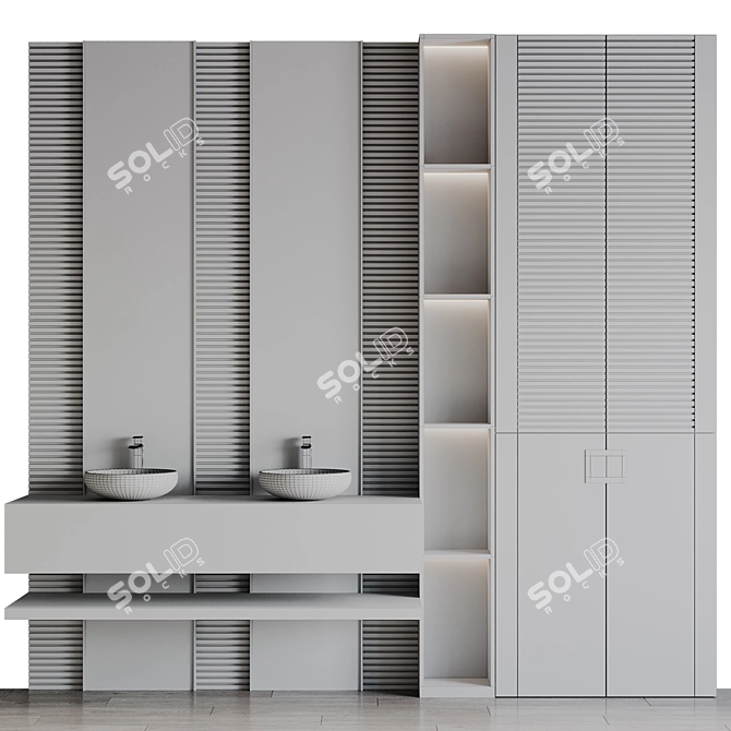 Modern Bathroom Furniture Set with Rettangolo Faucet 3D model image 7