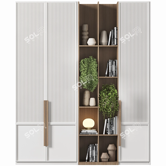 Modern Wood Wardrobe 3D Model 3D model image 2