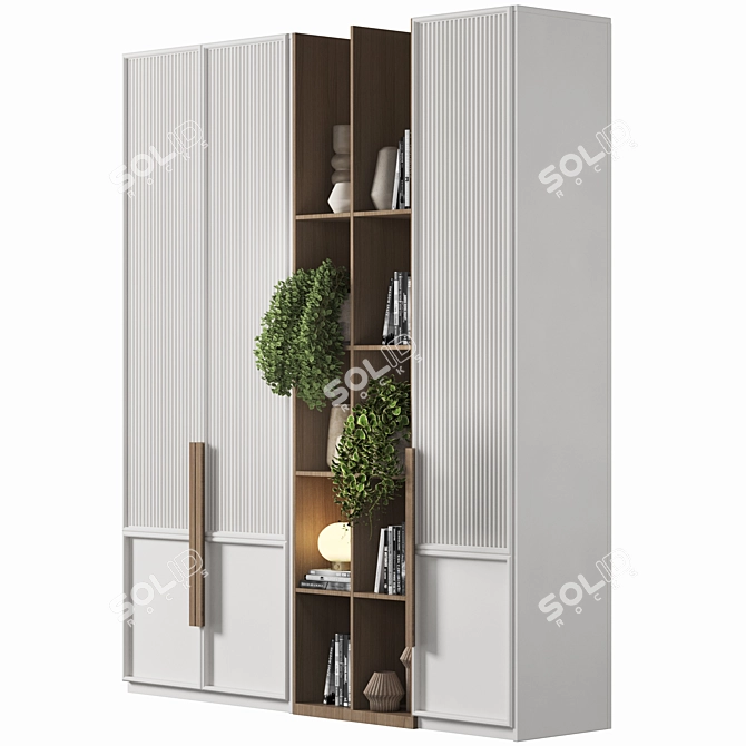 Modern Wood Wardrobe 3D Model 3D model image 3