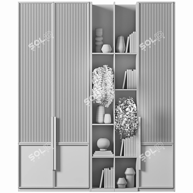 Modern Wood Wardrobe 3D Model 3D model image 5