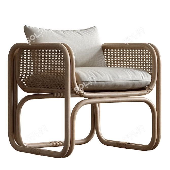 Rattan Garden Chair Wilbert 3D model image 1