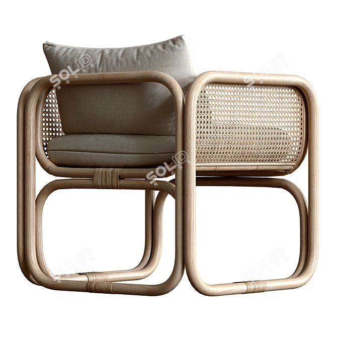 Rattan Garden Chair Wilbert 3D model image 3