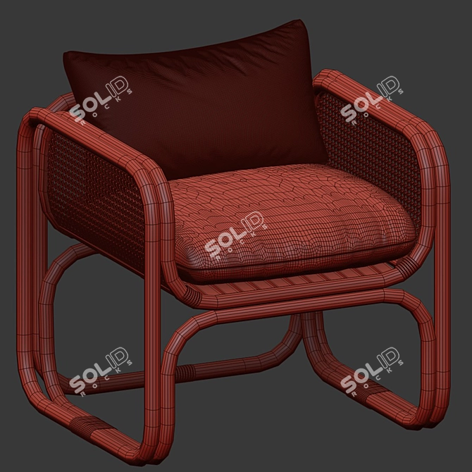 Rattan Garden Chair Wilbert 3D model image 4