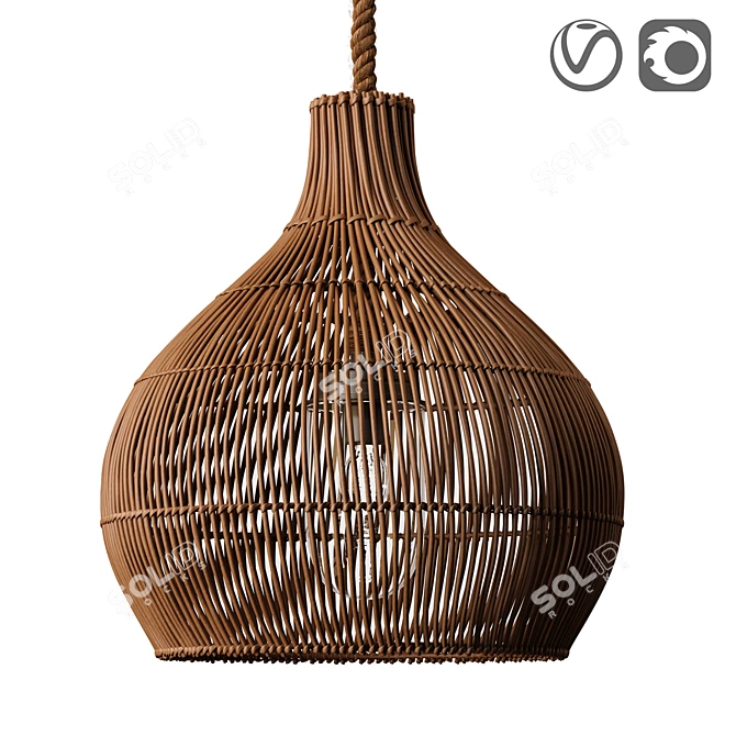 Natural Rattan Pendant Shade - MYRLEEN 3D model image 1