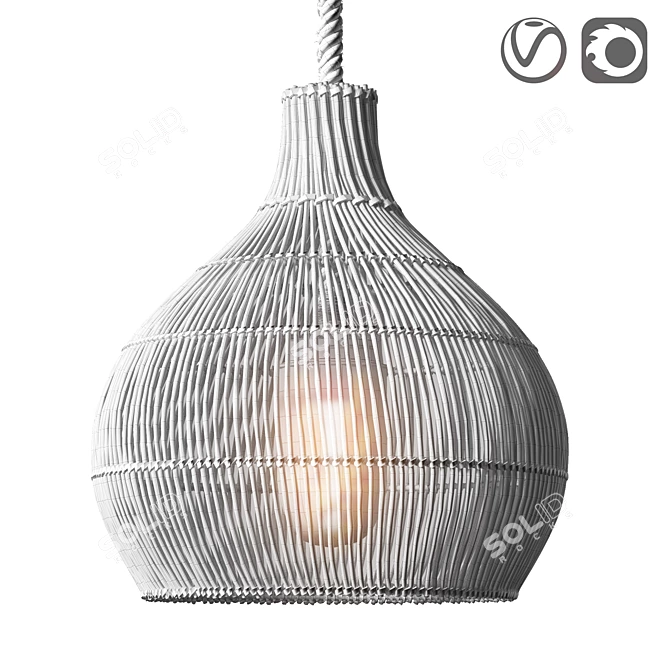 Natural Rattan Pendant Shade - MYRLEEN 3D model image 4