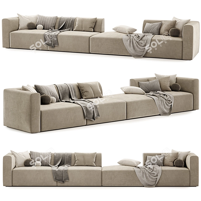 Versatile Light Color Match Sofa 3D model image 1