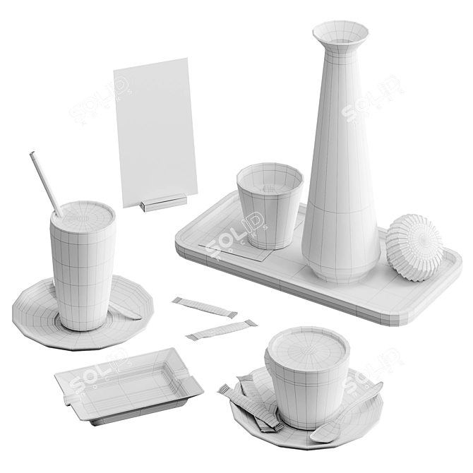 Cafe Table Decor Set 3D model image 5