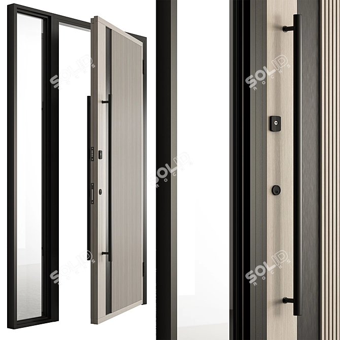  Rustic Wooden Front Door Set 3D model image 3