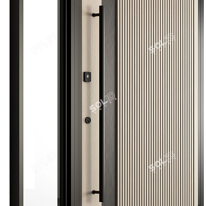  Rustic Wooden Front Door Set 3D model image 4