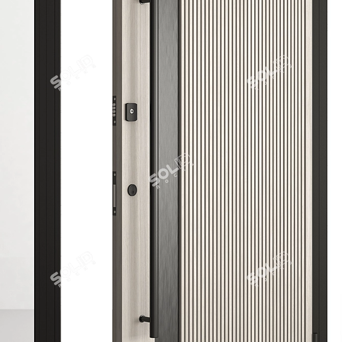  Rustic Wooden Front Door Set 3D model image 5