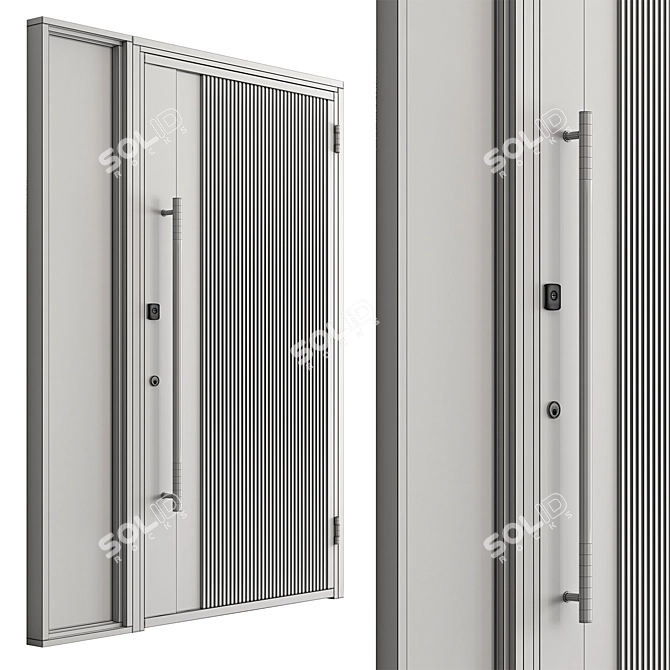  Rustic Wooden Front Door Set 3D model image 6