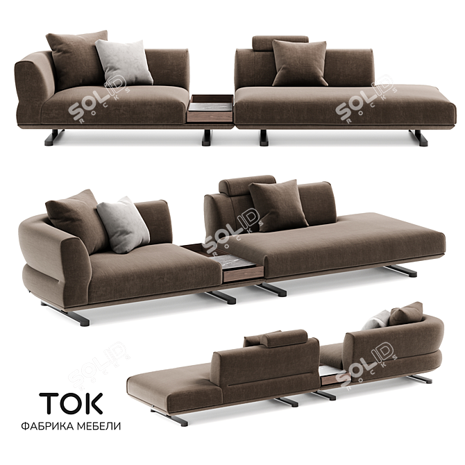 Elegant Modular Sofa Series 3D model image 1