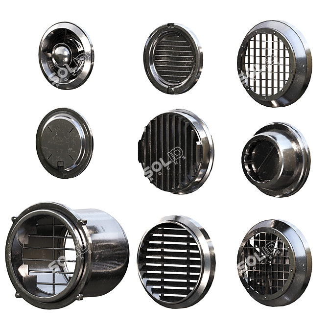 Modern Vents Set with Textures 3D model image 7