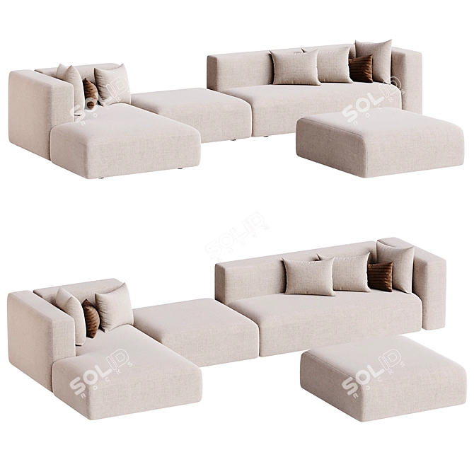 Sleek Modular Match Sofa Set 3D model image 2