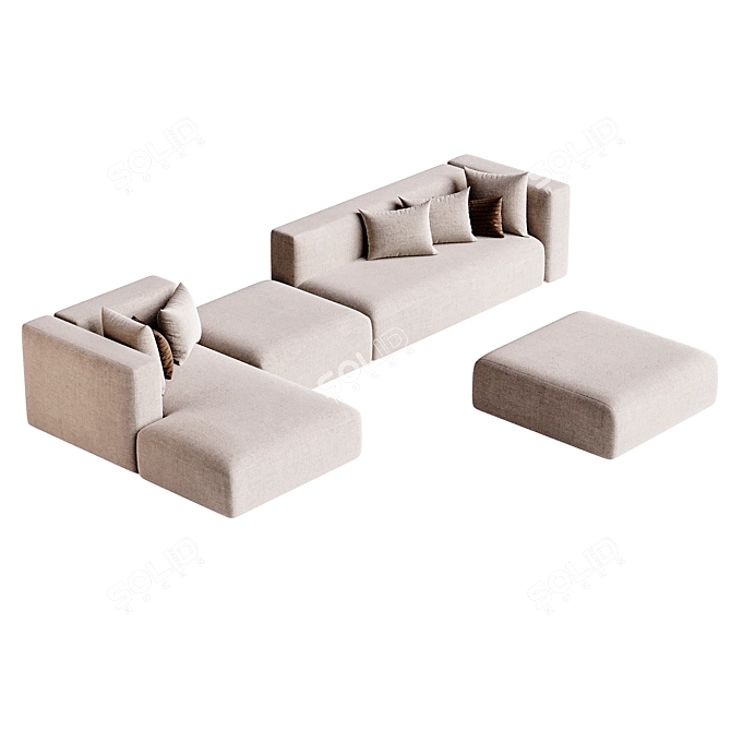 Sleek Modular Match Sofa Set 3D model image 3