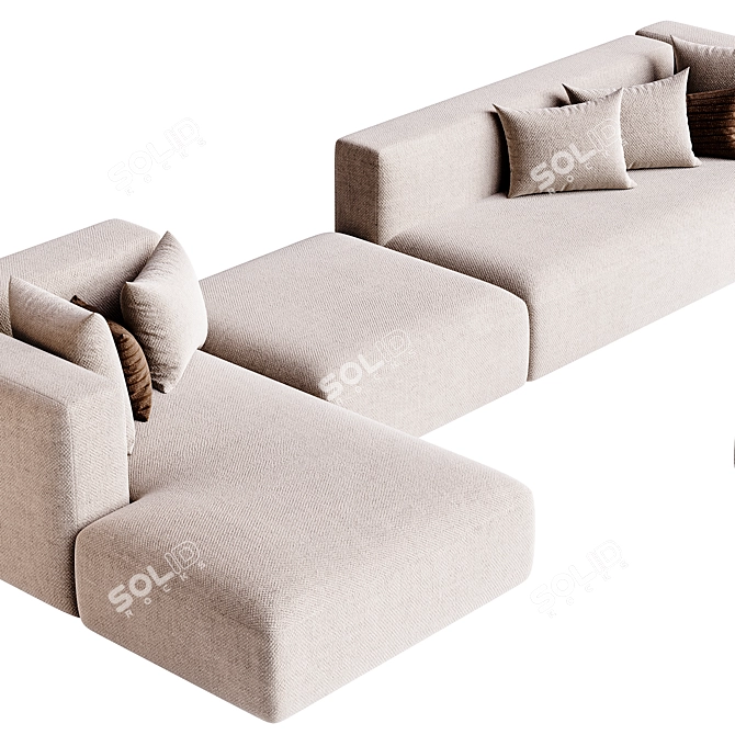 Sleek Modular Match Sofa Set 3D model image 5
