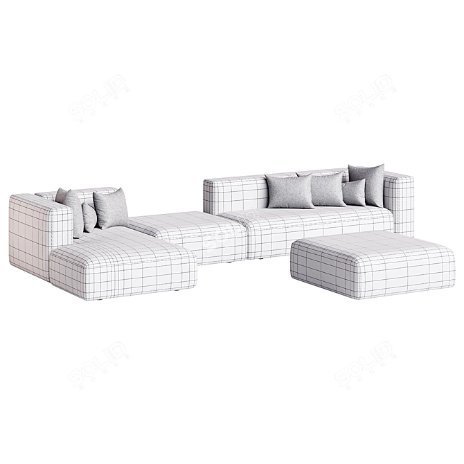 Sleek Modular Match Sofa Set 3D model image 6