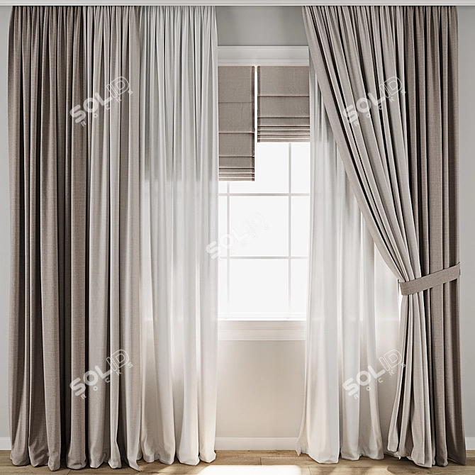 Title: 3D Curtain Model Set 3D model image 1