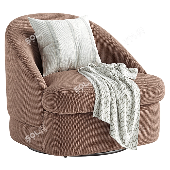 Sleek Upholstered Swivel Chair 3D model image 1