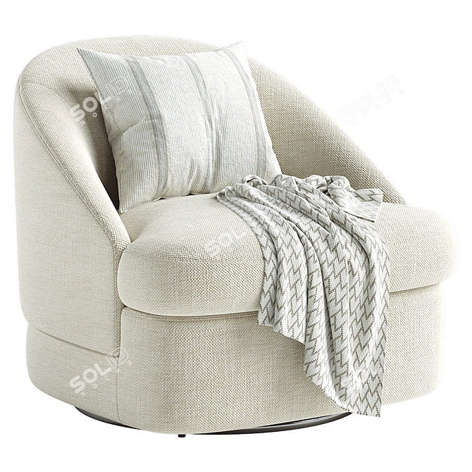 Sleek Upholstered Swivel Chair 3D model image 2