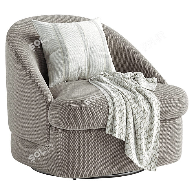 Sleek Upholstered Swivel Chair 3D model image 3