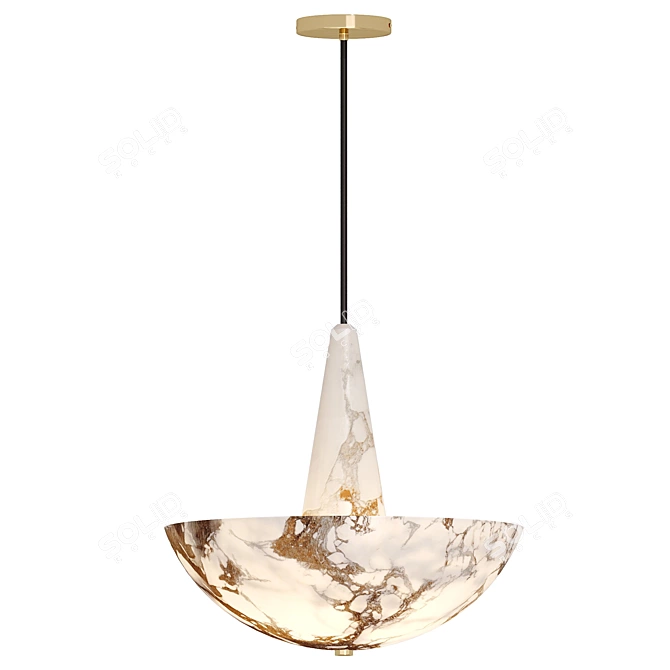 Luxurious Alabaster Pendant Light 3D model image 6